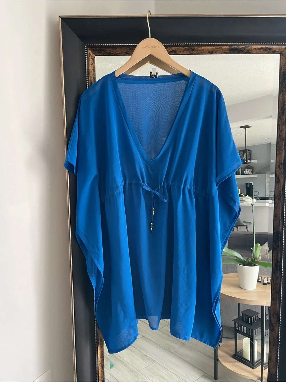 Echo Sheer Blue Swim Cover-Up | One Size | Lightweight Beach Kaftan